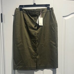 Alex Marie Army-Green Button-Front Pencil Skirt